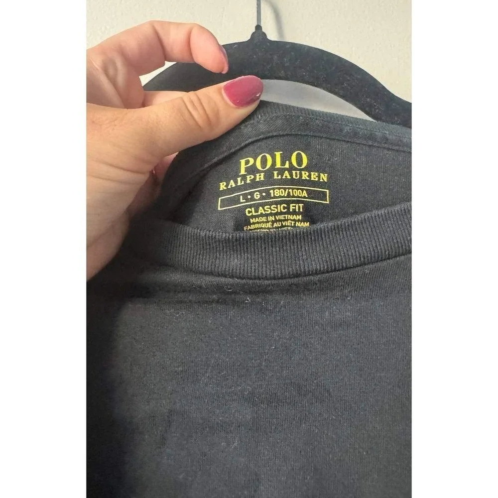 Polo Ralph Lauren Classic Fit Tee L Black Red Pony Logo Crewneck Preppy Academia